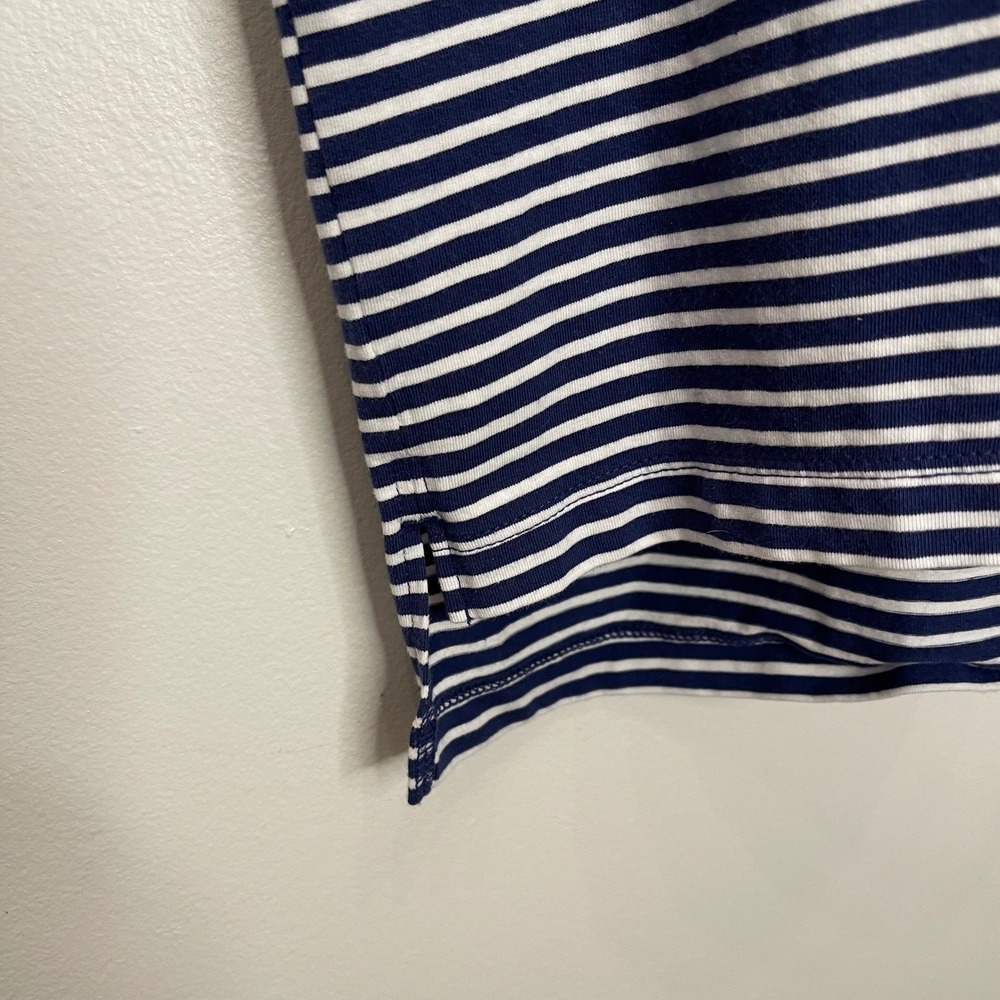 B. Draddy Mens L Striped Golf Polo Shirt Pima Peru Short Sleeve Performance Navy - Picture 3 of 10